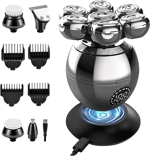 Máquina de afeitar eléctrica multifuncional 5 en 1 para hombre, afeitadora calva para hombres, kit de afeitadora de aseo de viaje recargable