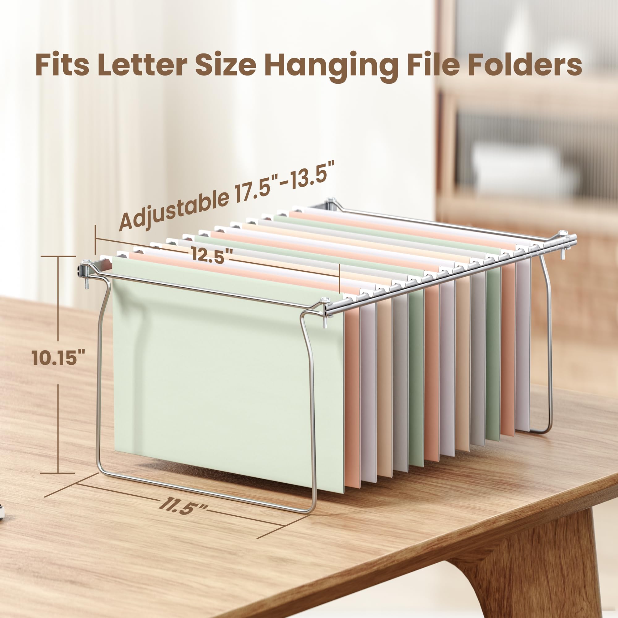 SUNEE Set di 2 cornici per cartelle sospese, formato lettera, guide regolabili per armadietti da 34 a 44 cm