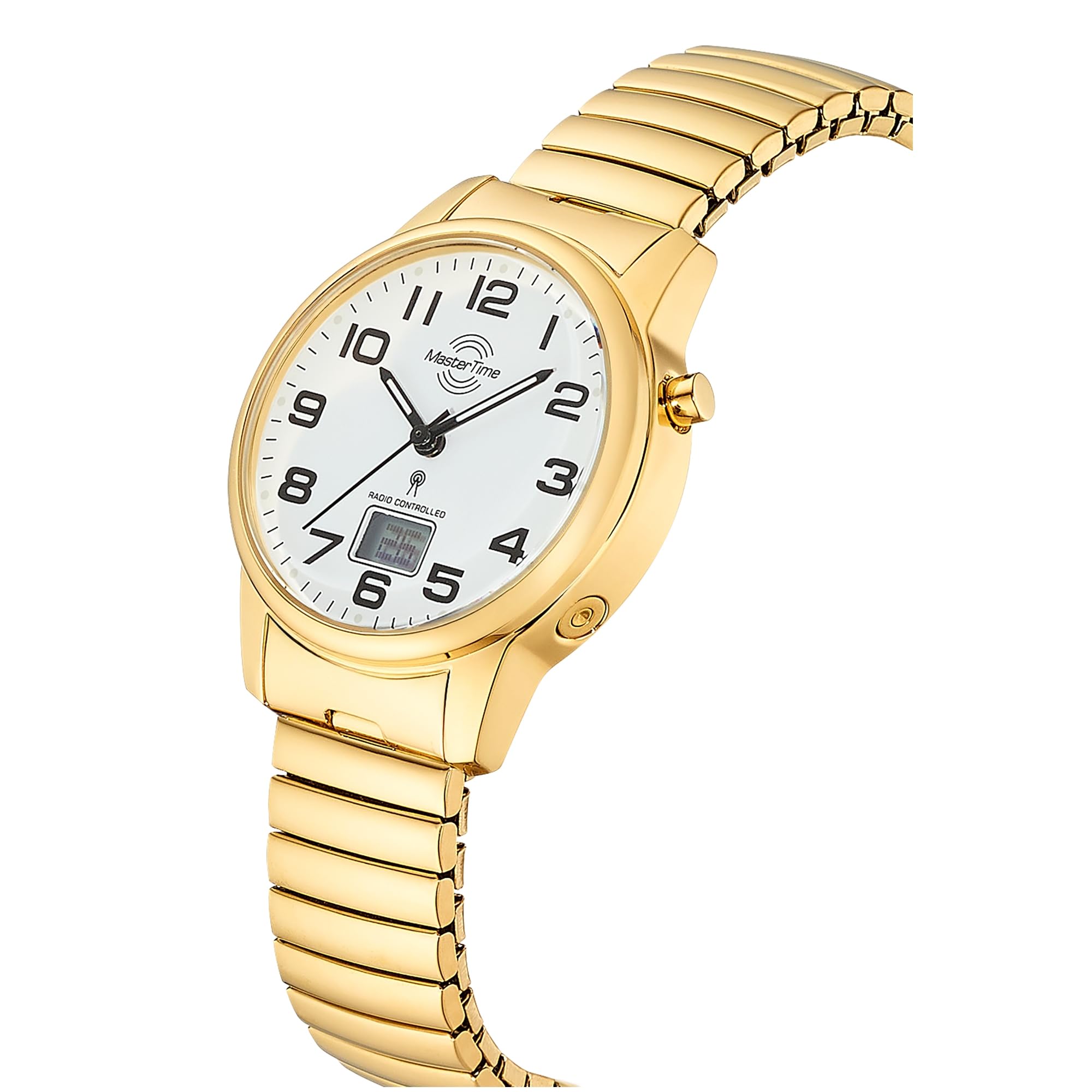 Master Time Funk Quarz Damen Uhr Analog mit digitalem Datum mit Edelstahl Armband MTLA-10947-12Z