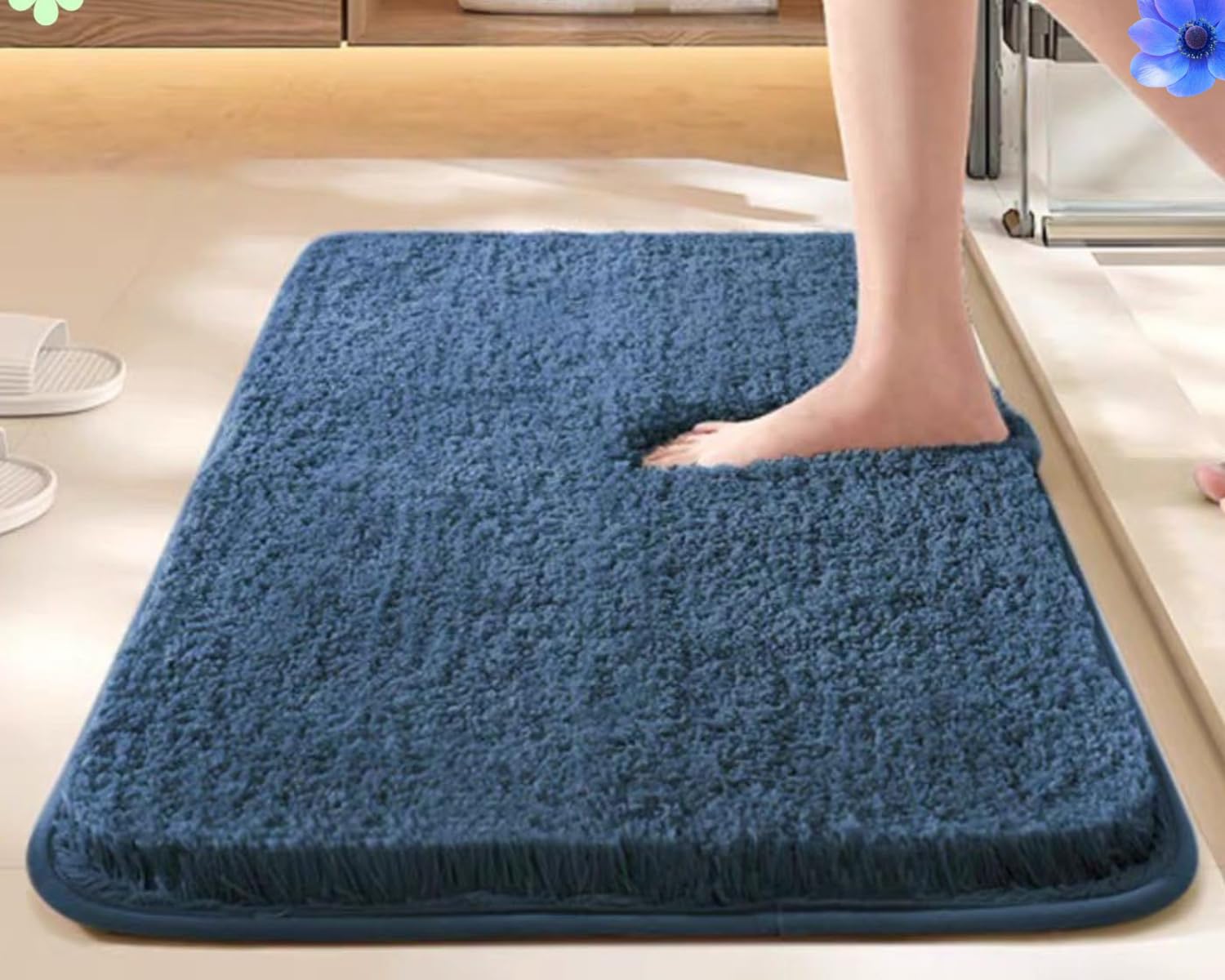 HOWNICE Doormat for Bedroom,Bathroom,Kitchen,Living Room,Home Entrance,Room Mats,Foot Mats,Floor mat Main Door,Rug,Non Slip Mats,Door Mate,Fluffy Door Mat,Door Matt (Bedroom Mat Navy Blue Rug)