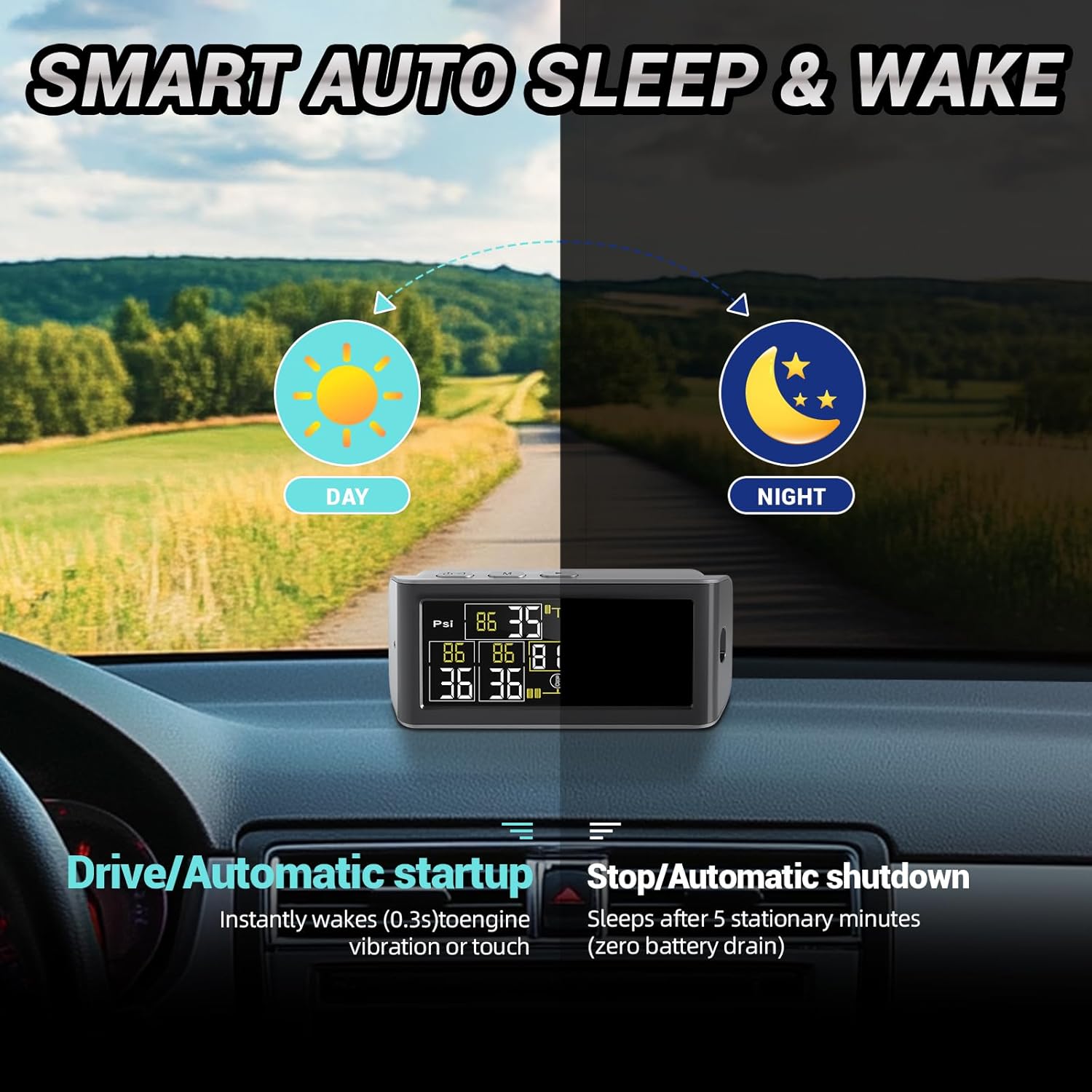 Tire Pressure Monitoring System-Trailer/RV Tire Pressure Monitoring System with Enhance 6 Sensors Tpms Tire Pressure Monitor 0-9.9Bar/144Psi 100FT Auto ON/OFF Voice Prompt for Rv/Trailer/Truck/Sedan