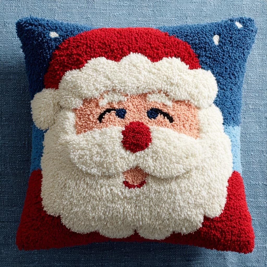 Henypt DIY Latch Hook Pillow Kits Santa Claus
