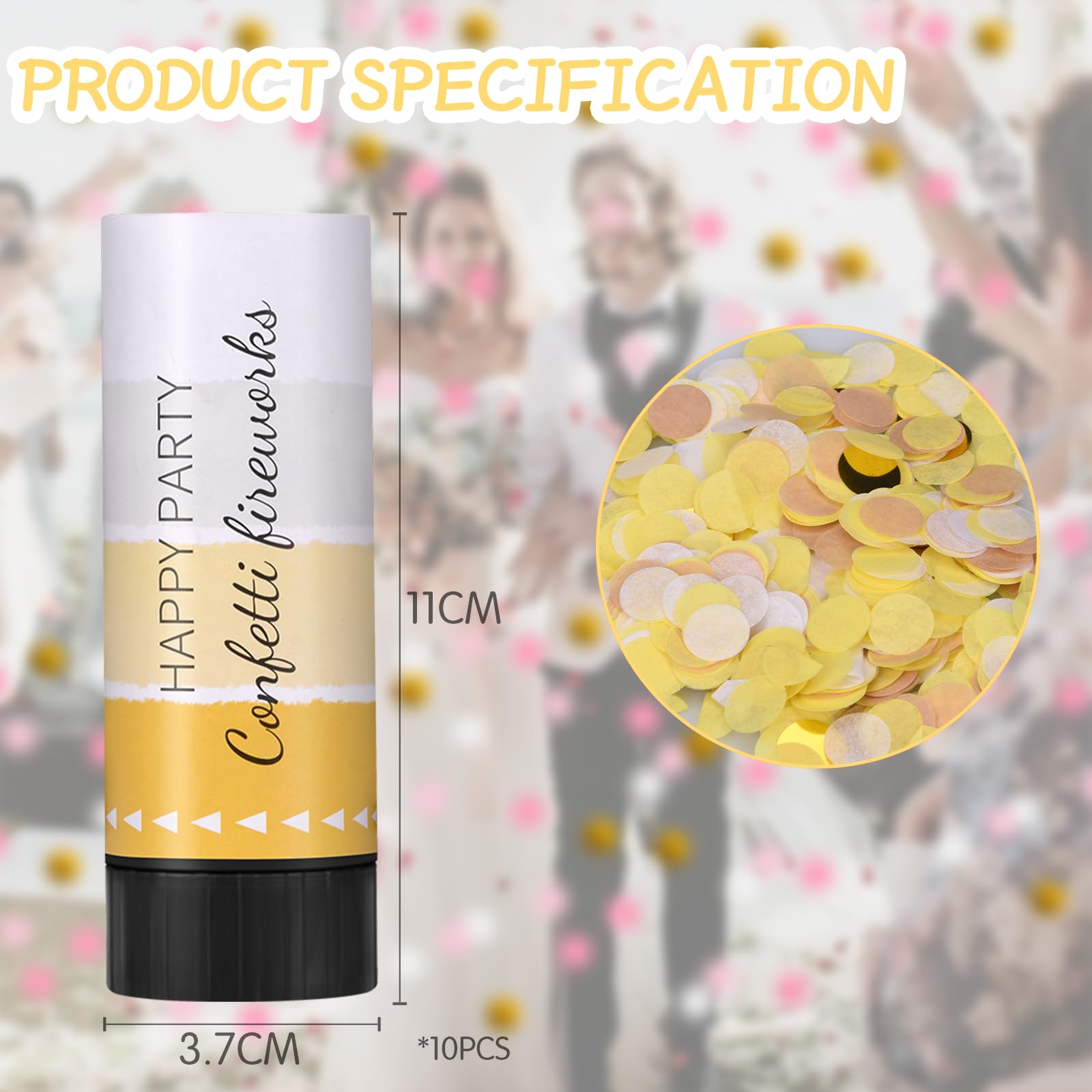 10 Cannoni Spara Coriandoli Biodegradabili - Per Matrimoni, Compleanni, Feste, Colore Rosa - Foto 10