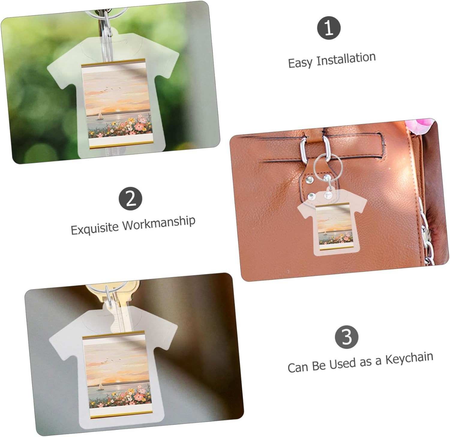 100Pcs Acrylic Blank Keychains Clear Photo Frame Key Ring for DIY Craft Lightweight Picture Holder Keychain Easy to Use for Personalization and Souvenirs