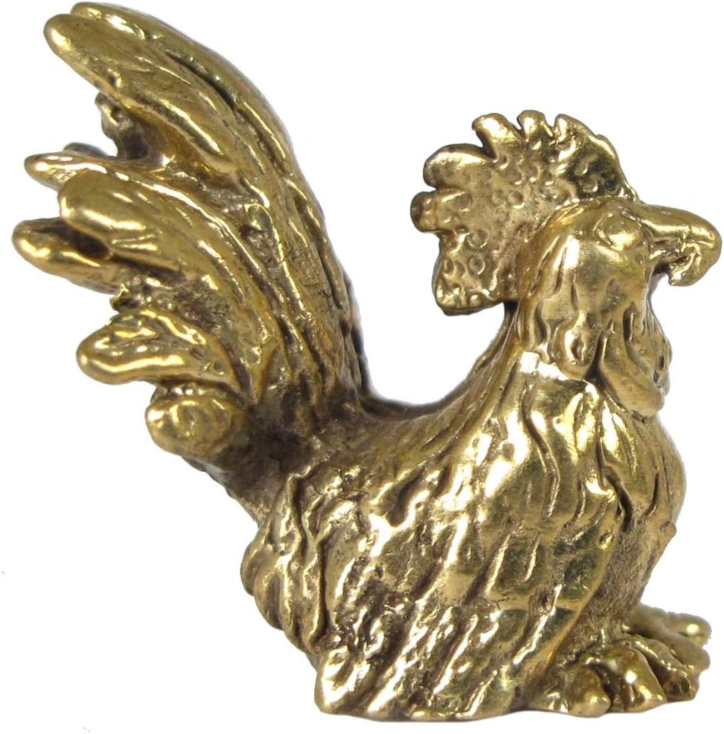 Blue Orchid Magic Thai Amulet Brass Rooster Mini Figurine