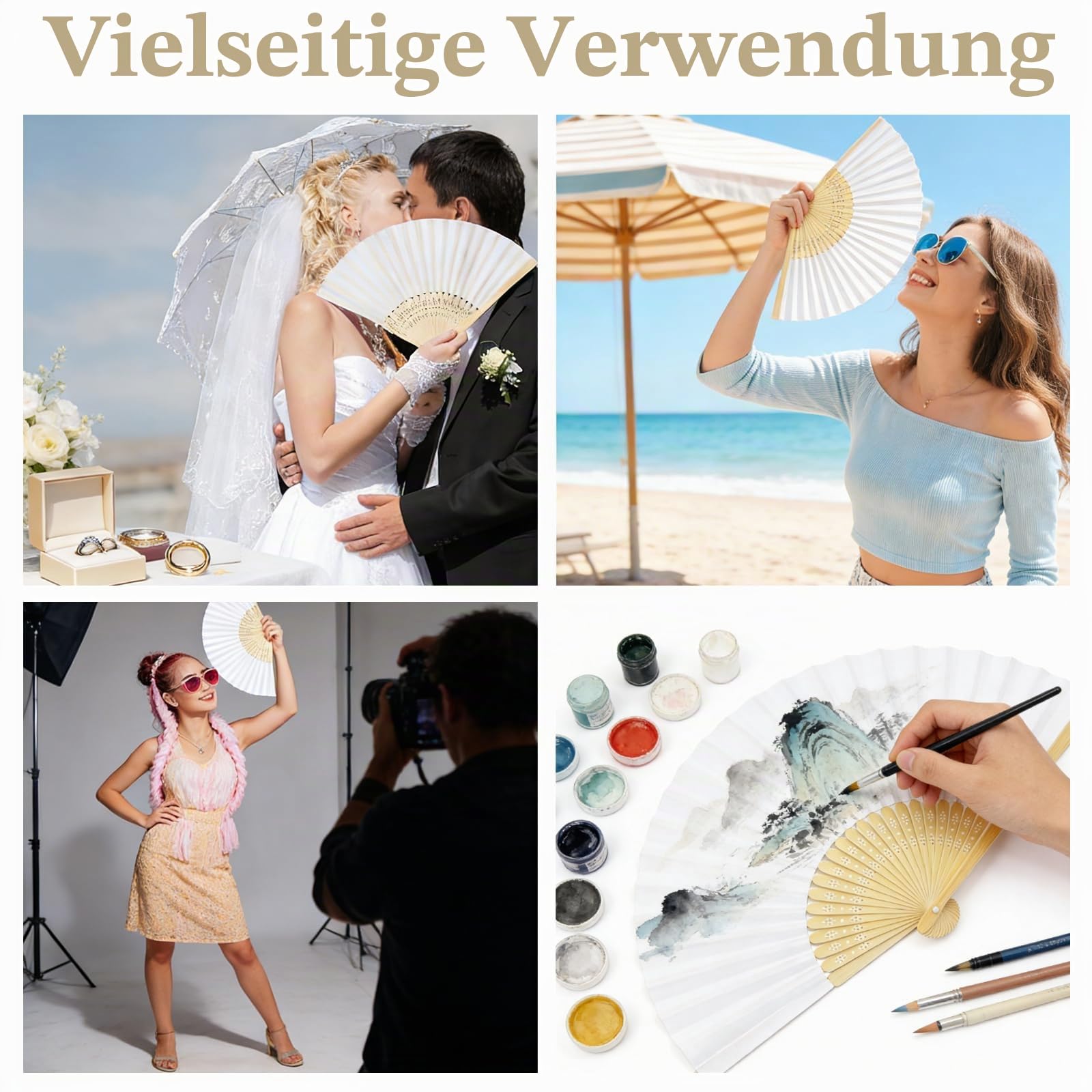 36 Stück Fächer Hochzeit Handfächer Weiß Hochzeit Gäste Geschenk Hochzeitsdekoration Hochzeitsgastgeschenke Papierfächer für Hochzeit Party