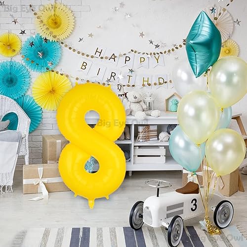 Vista 46 de Globos grandes de aluminio amarillo número 5 de 40 pulgadas, helio, globo grande de Mylar para decoración de fiesta de cumpleaños de miel, abeja