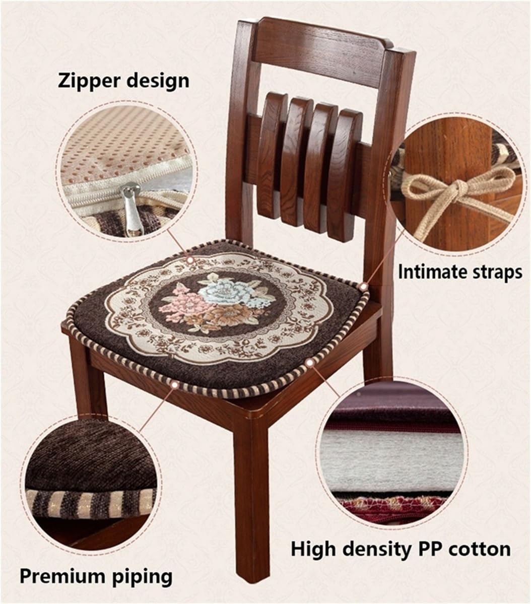 Set 1/2/4/6/8 Stuhlkissen mit Bändern - Rutschfestes Esszimmer für Küchenstühle Mit Reißverschluss Bequem & Pflegeleicht Ideal für Esszimmer Deko