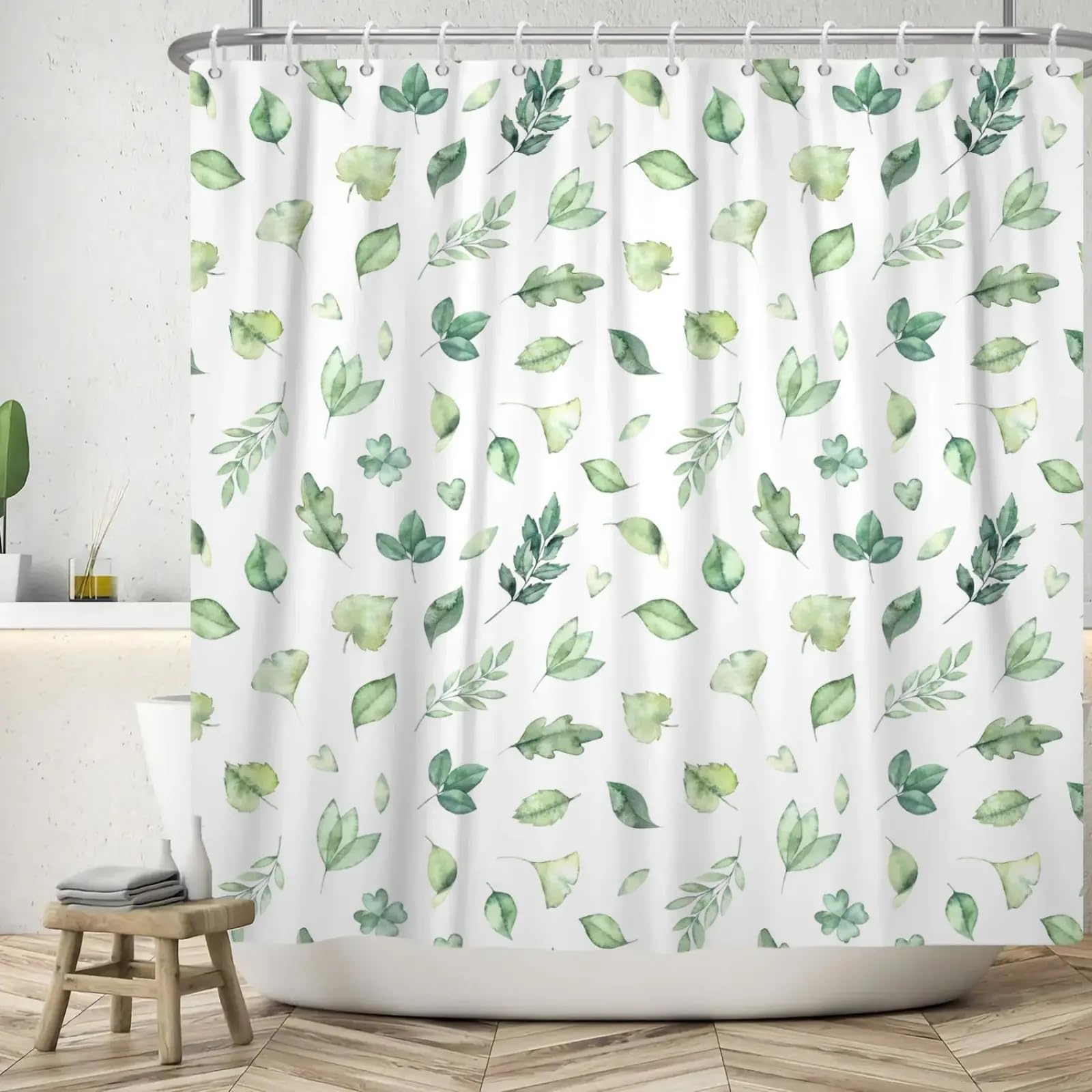 Rideau de douche à feuilles vertes pour transformer votre salle de bain en oasis