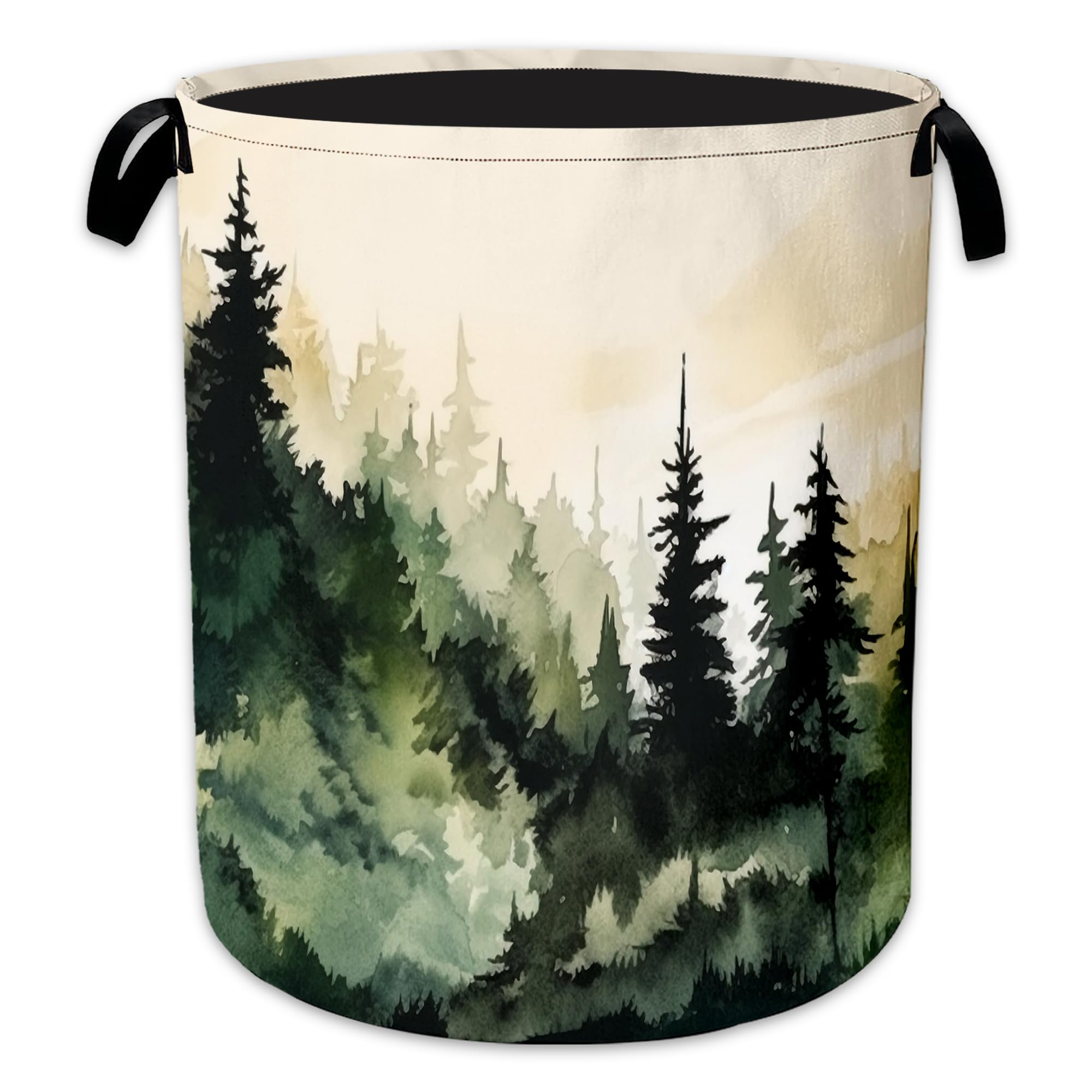 Misty Forest Laundry Basket Oxford Cloth Laundry Hamper With Handle Foldable Portable Clothes Storage Basket Storage Bag For Laundry Room/Bathroom/Bedroom/Dormitory 20.8"x16"