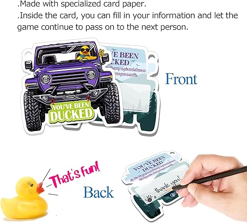 Miniatura 5 de You've Been Ducked Card, etiquetas de pato de pato, tarjeta de juego de pato, etiquetas de pato, pato de goma para etiquetas, diseño de automóvil de