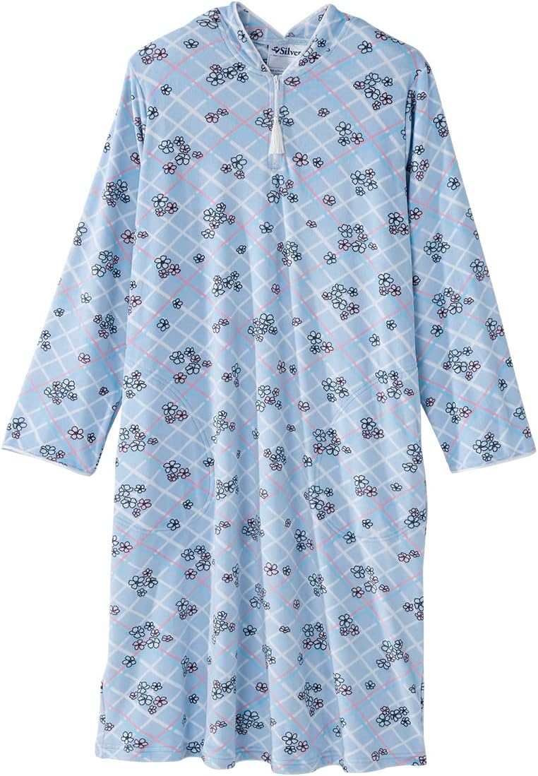 Silverts Women’s Adaptive Clothing Open Back Plush Nightgown, Assisted Dressing Gown for Elderly, Nursing Home Wear