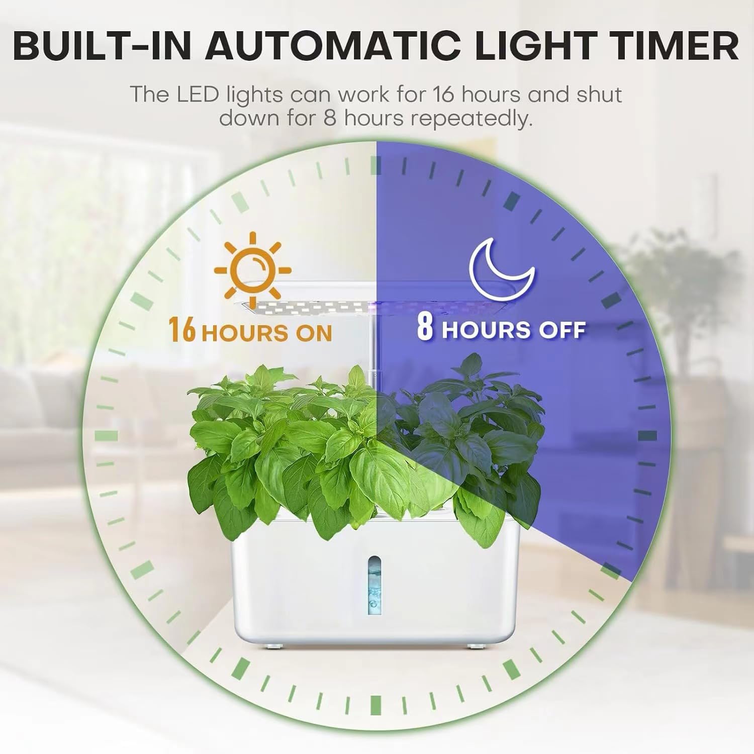 Accesorios Decorativos para el hogar, Sistema de jardín hidropónico de Hierbas aromáticas para Interiores con luz LED de Cultivo y Temporizador automático:
