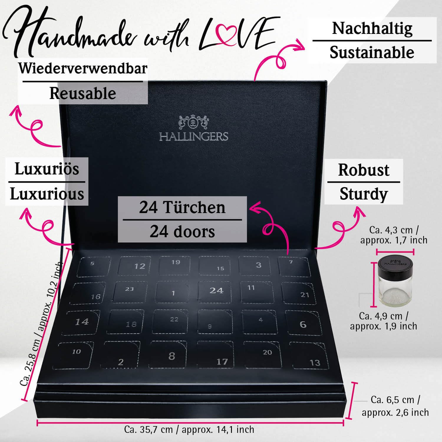 Hallingers Genuss Manufaktur Gewürz Adventskalender - 24 Gewürze aus aller Welt in edler Box mit Rezept-Booklet "Winterkalender ..." Bundle mit Kochbuch, Weihnachtskalender für Frauen Männer