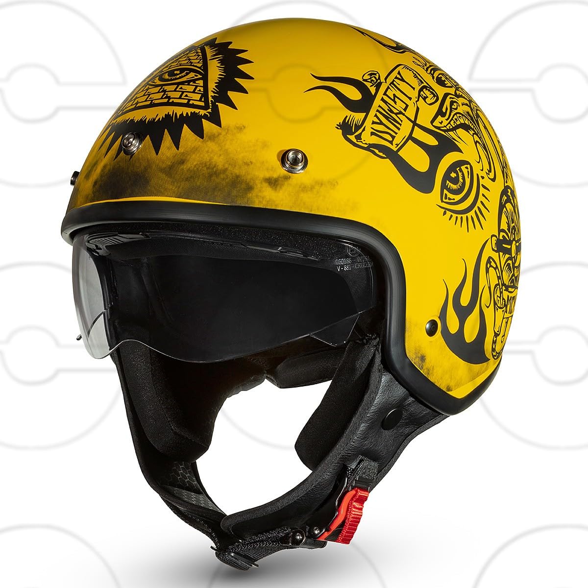 CRUIZER Casco Jet moto Scooter Dinasty con visiera sole a scomparsa Giallo Opaco
