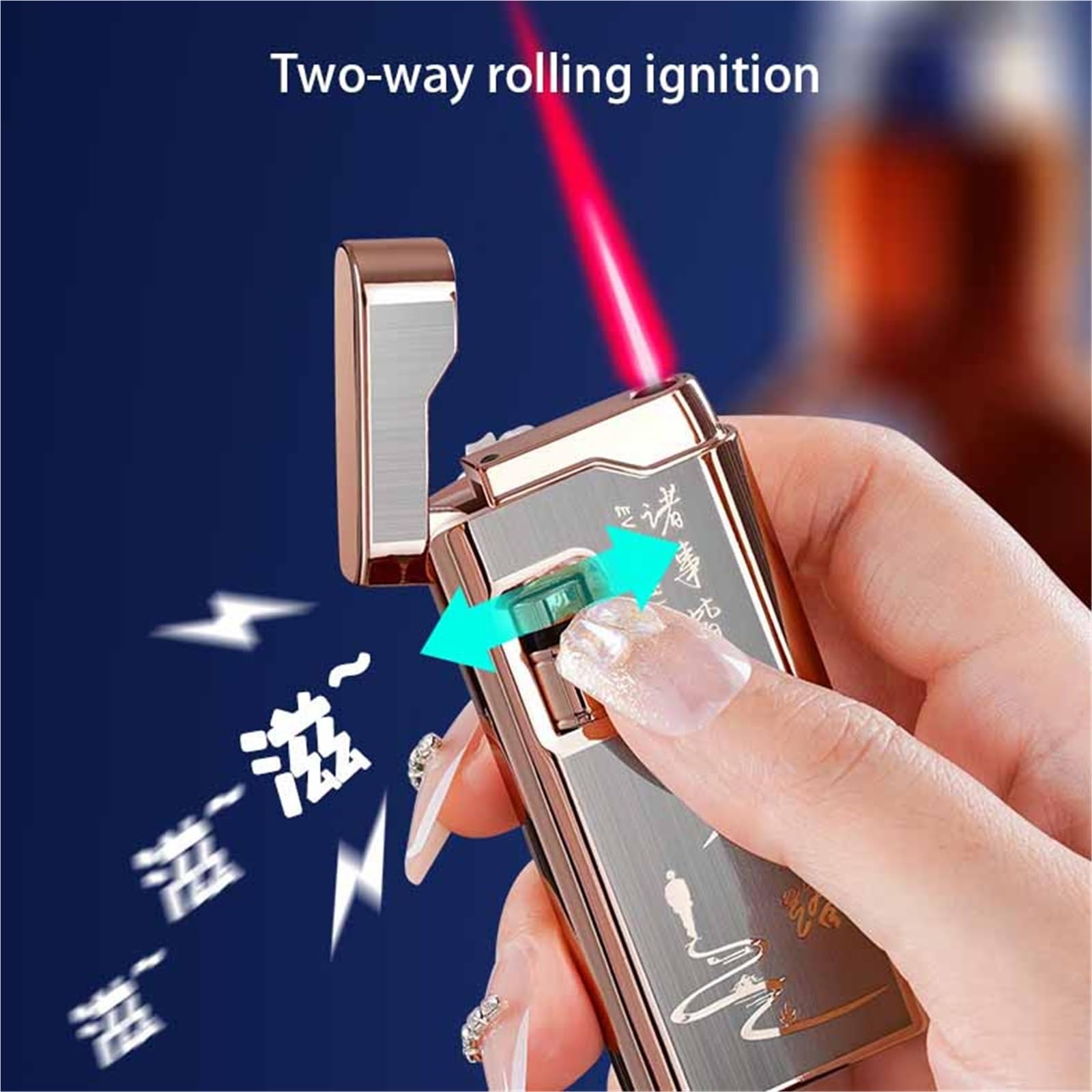 Encendedor de butano resistente al viento, encendedor de llama de chorro con tamaño de llama ajustable, ideal para puros, camping, barbacoa y actividades al aire libre, gran regalo para hombres