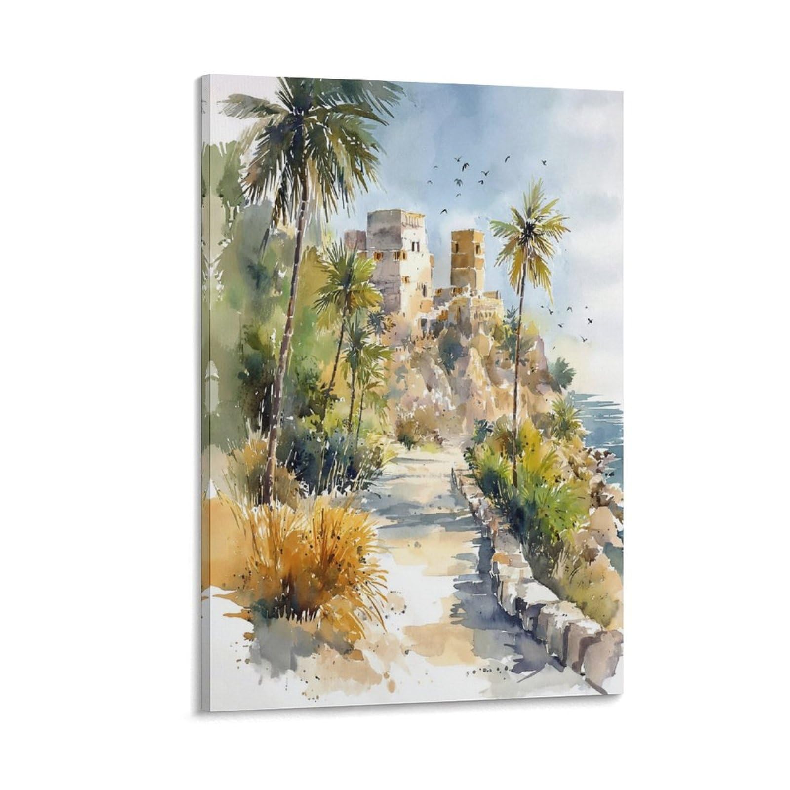 LCYNNH Tulum Beach Watercolor 24x36inch(60x90cm) Vintage Travel Poster Watercolor Canvas Art