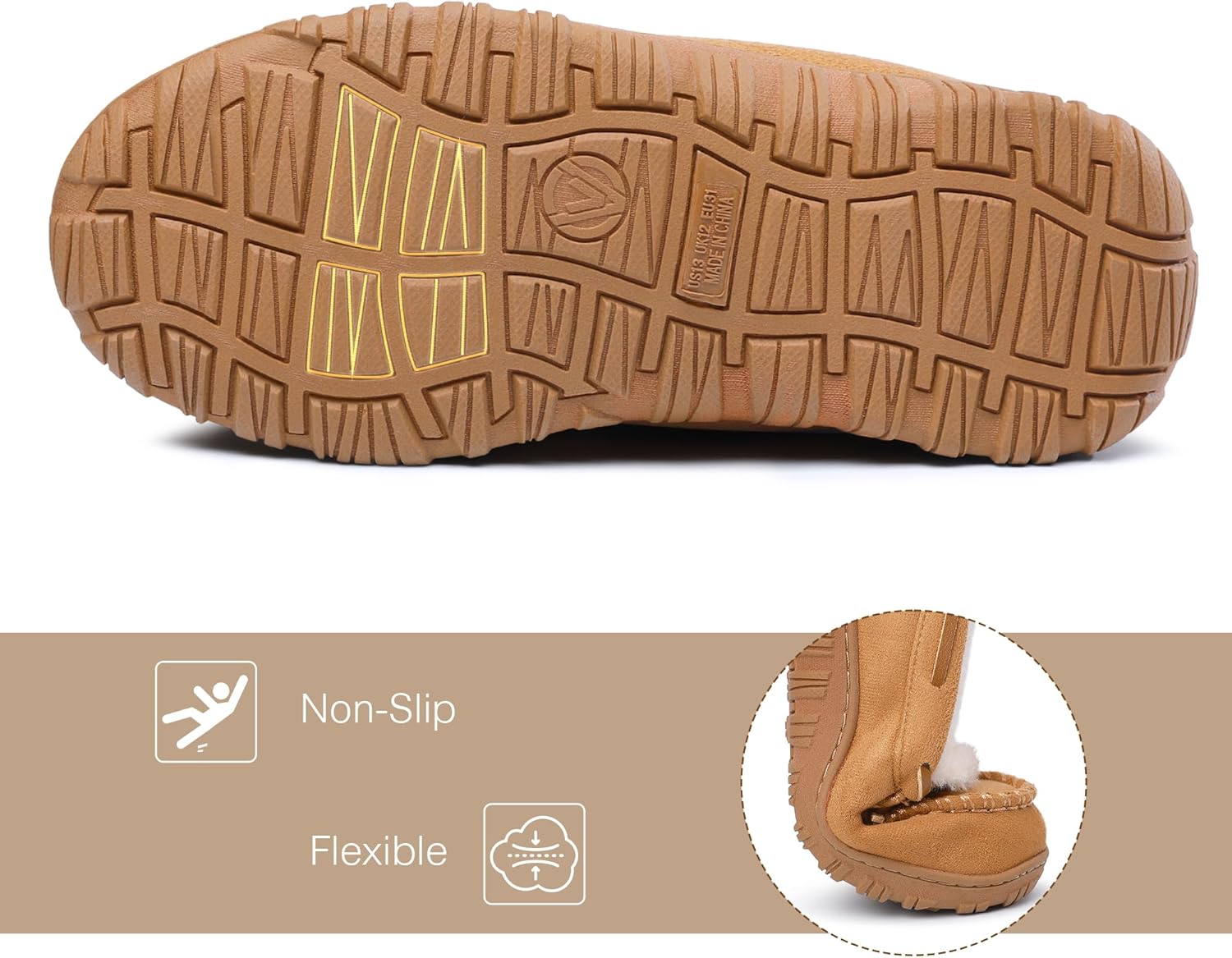 Bigwow Boys Moccasin Slippers Memory Foam Suede House Slippers Non-Slip Indoor Outdoor Winter Fuzzy Shoes for Toddler Kids - Image 6