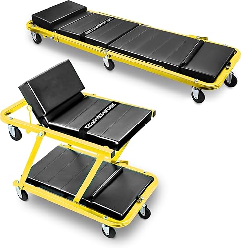 Miniatura 21 de DNA MOTORING TOOLS-00186 - Asiento plegable 2 en 1 de 40 pulgadas, 6 ruedas de 2 pulgadas, capacidad de peso de 330.7 lbs, color rojo