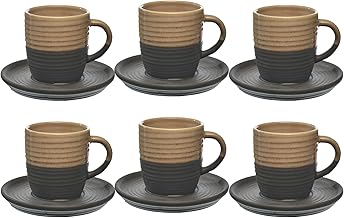 طقم فناجين قهوة مع أطباق فناجين سيراميك بتصميم أنيق سعة 100 مل من داني هوم، طقم من 12 قطعة، متعدد الألوان