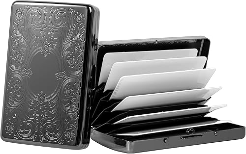 RFID Slim Metal blindaje titular de la tarjeta de créditofunda protectora cartera de viaje para hombres y mujeres, Oro Rosa, Tarjetero de tarjeta de