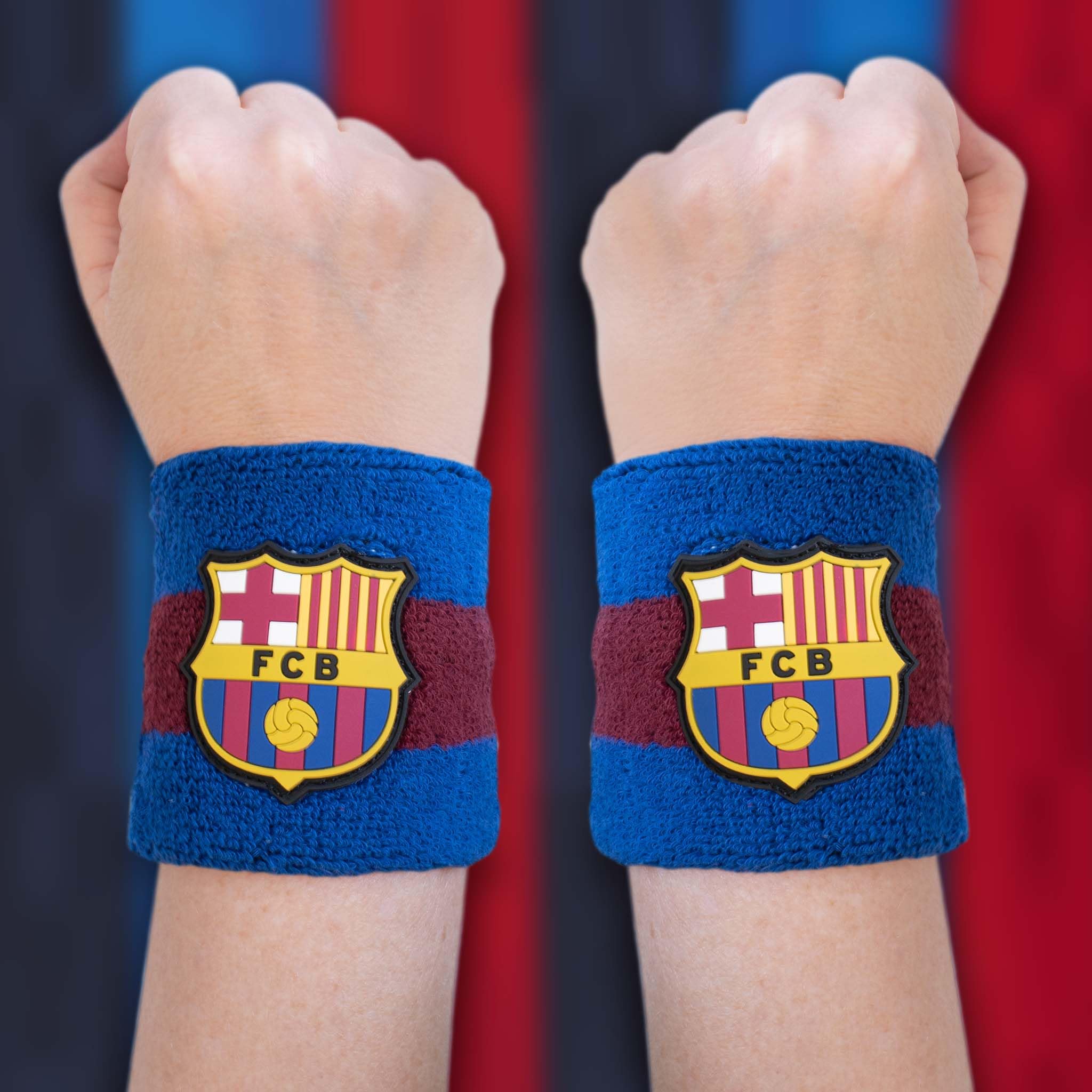 Hy-Pro Pulsera de algodón con Licencia Oficial del FC Barcelona | Barca, Paquete de 2, Banda para el Sudor, niños, Adultos, Unisex, Absorbe la Humedad, fútbol, Correr, Deportes, Gimnasio, Tenis,
