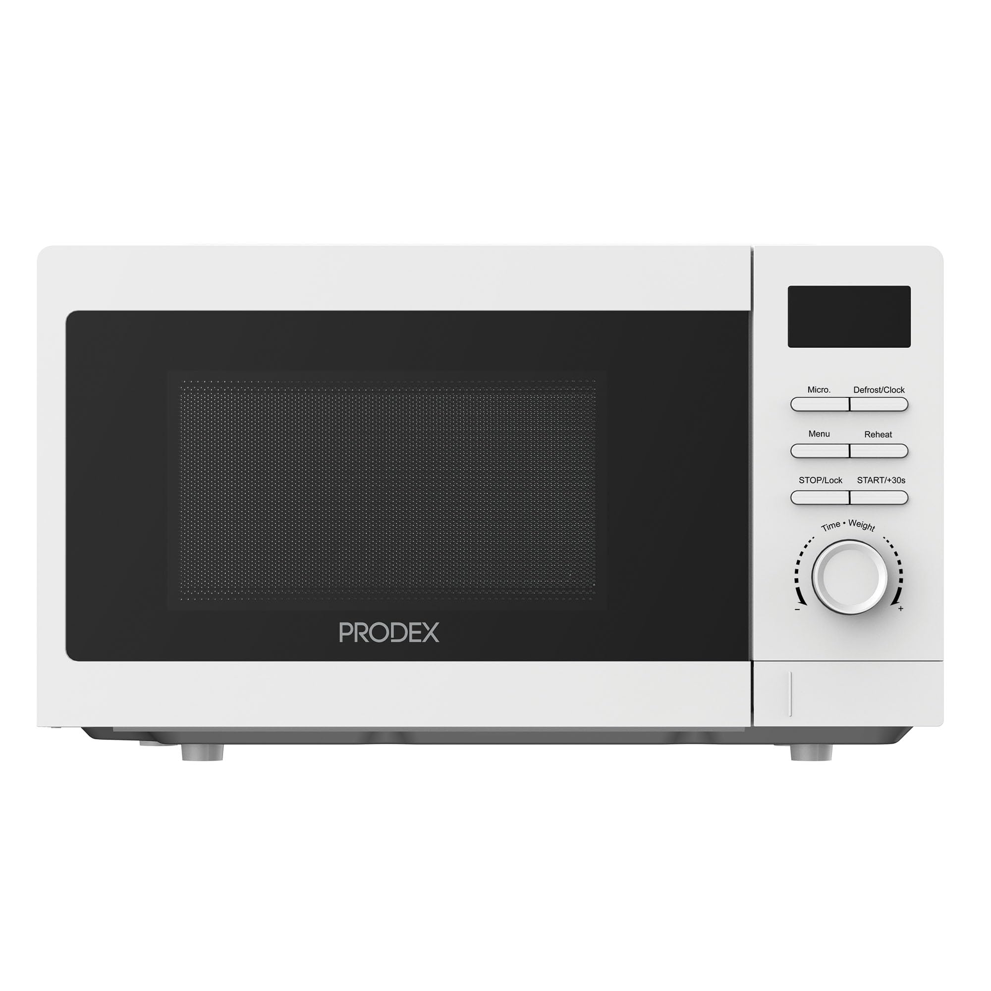 Prodex PXMS02080W 20 Litre Digital Microwave, 800W, 6 Power Levels, Defrost, Digital Display, 30 Minute Countdown Timer, Auto Shut Off, Turntable On/Off, Internal light, White
