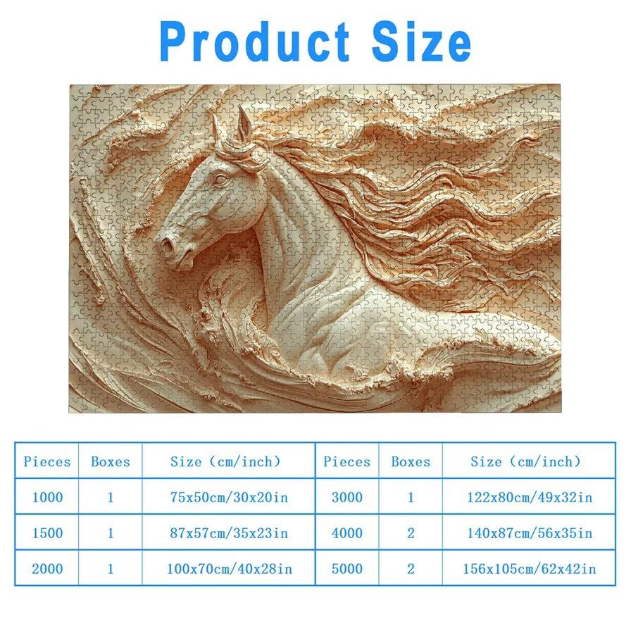 Puzzle 1500 Piezas, Puzzle Caballo con Caja Regalo, Animal Puzzles 1500 Piezas Adultos, Medidas: 87 x 57 cm, Rompecabezas Adultos de Madera, Rompecabezas para Decoración Hogar, Regalo Mujer, -6218
