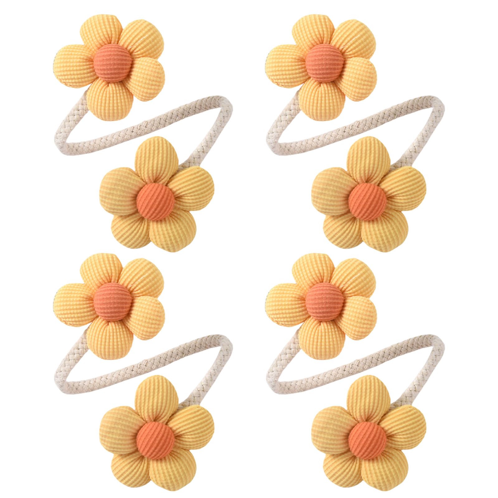 Tfaoys Yellow 4Pieces Colorful Flower Curtain Tiebacks Metal Rope Window Drape Holders Holdbacks Clips For Home Bedroom Decoration Flower Curtain Tiebacks