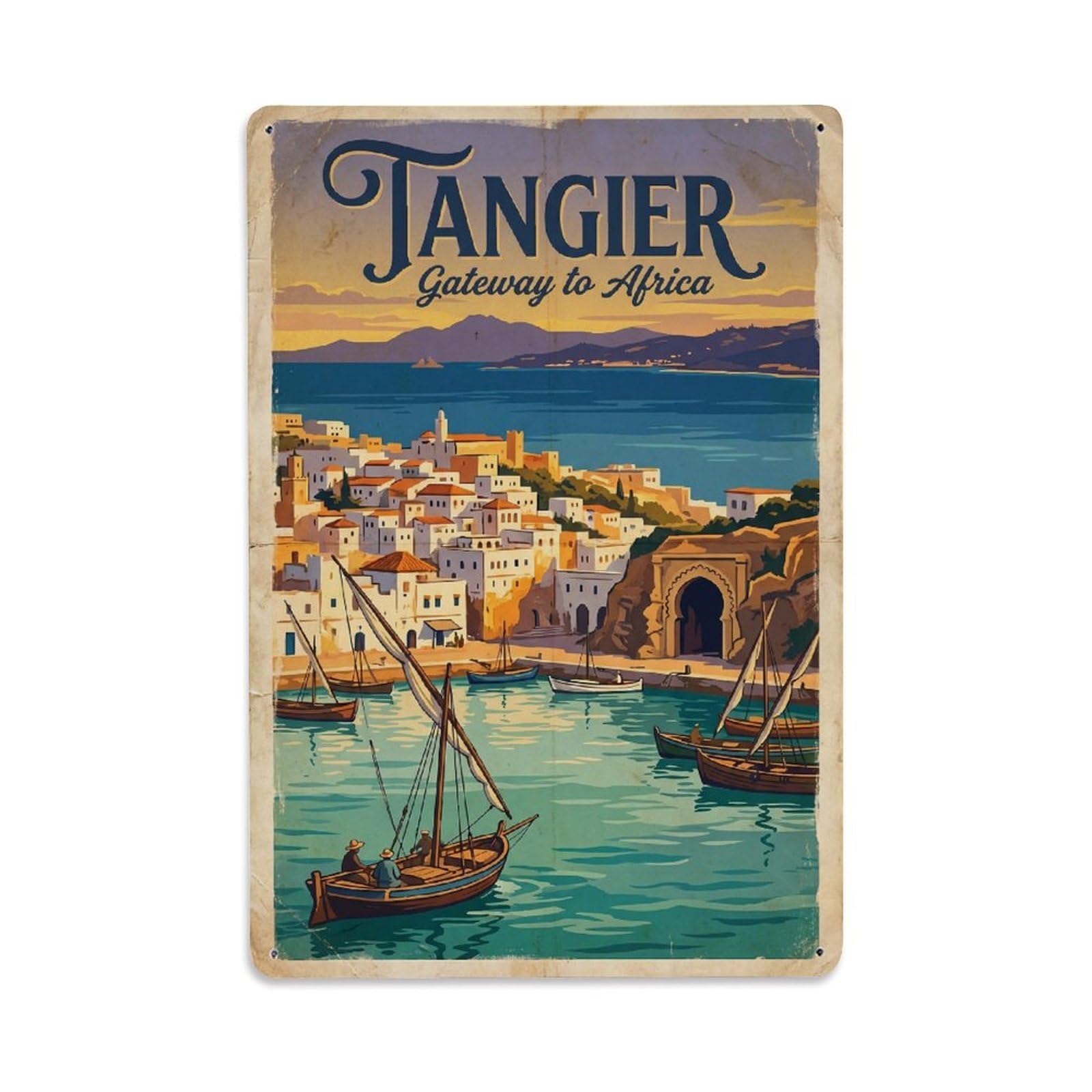 Gead 8X12inch Style Tangier Morocco Travel Retro Metal Tin Sign