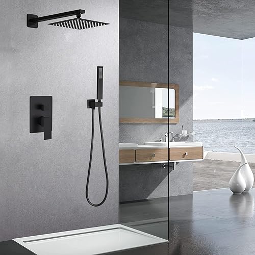 Miniatura 62 de Sistema de ducha de níquel cepillado para baño, mezclador de lluvia de lujo, conjunto combinado de ducha montado en la pared, sistema de cabezal