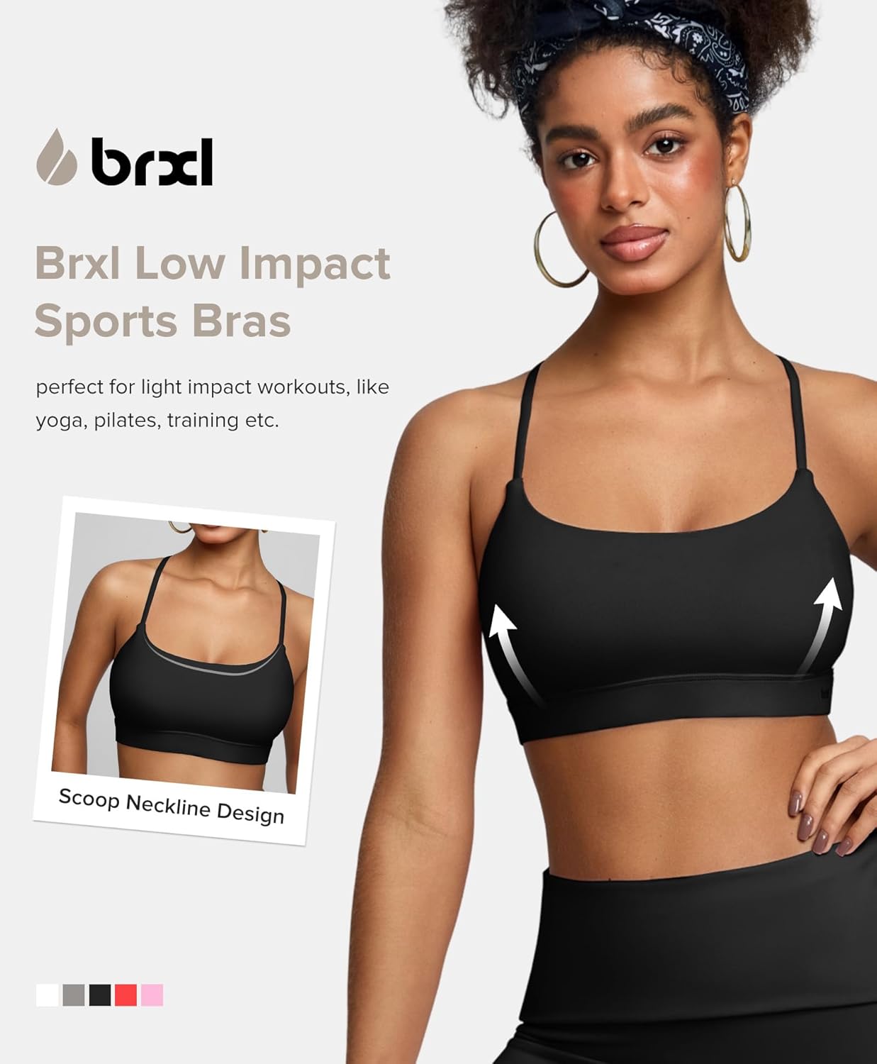 BRXL Sports Bras for Women Y Back Workout Sport Bras Halter Adjustable Straps Low Impact Yoga Bra with Sewn in Pads - Image 4