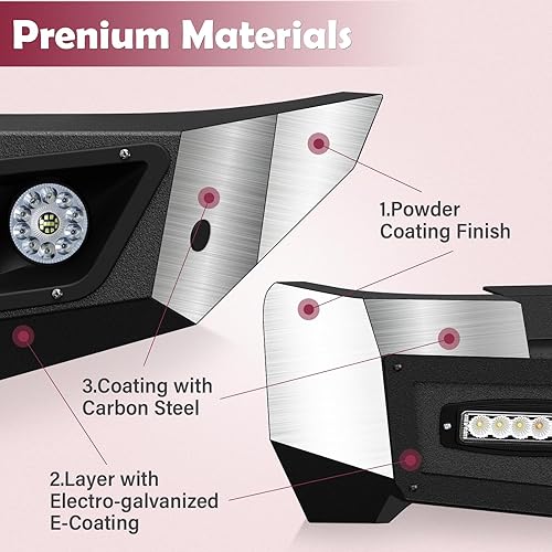 Miniatura 3 de YZONA Parachoques delanteros y traseros compatibles con Dodge Ram 1500 2019-2023 (excluyendo Ram 1500 Classic) con placa de cabrestante, armadura