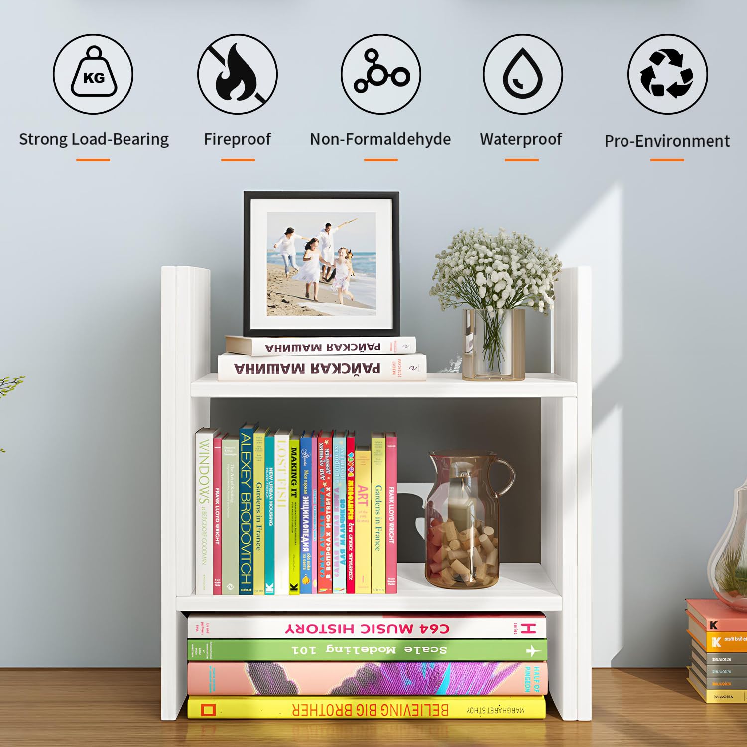 Étagère à Livres Inclinée En Bois - Porte-revues Pour Bureau Ou Salon - Plusieurs Tailles