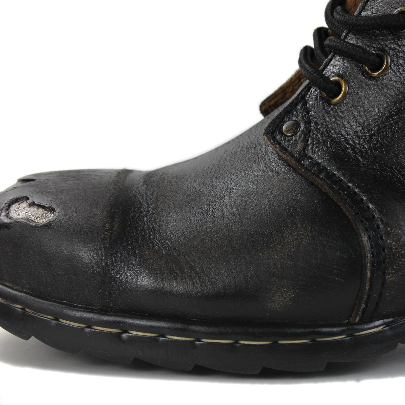 Herren Gripy Schwarz Eisen Stück Toe-tipped Design Chukka Stiefel Schnürung Motorrad Casual Leder Kleid Stiefelette für Männer Mode 6015-3-A-R