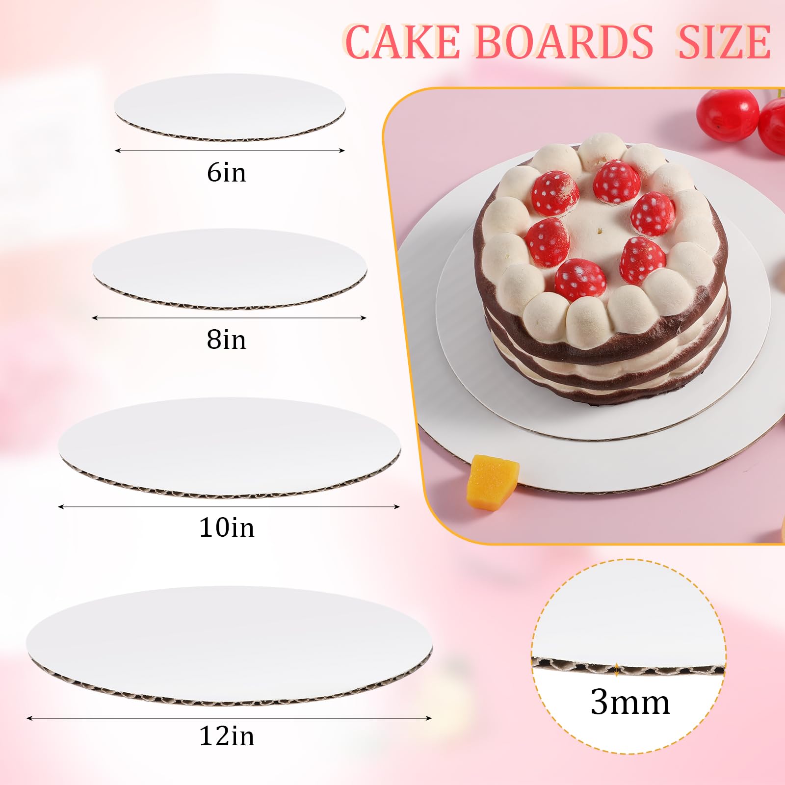 Cake Making Board Bases Para Pastel 4-Pack Silver Cake Boards - 6, 8, 10, 12 Inch Round ...