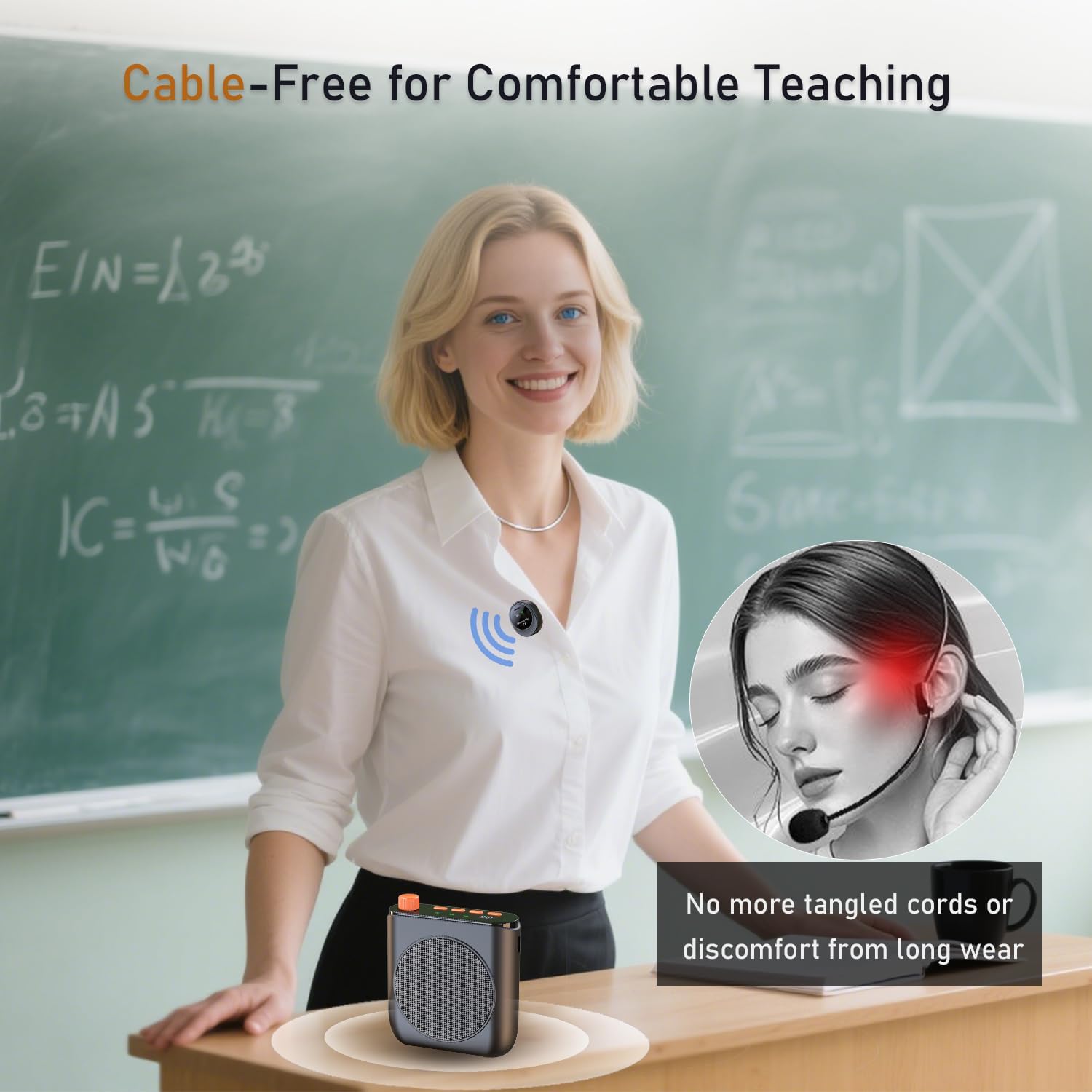 Voice Amplifier with Wireless Lavalier Microphone for Teachers, [Charging & Storage] Magnetic Lapel Mic, Portable Speaker Clip-On Microphone, Mini Megaphone for Classroom, Public Events - Image 3