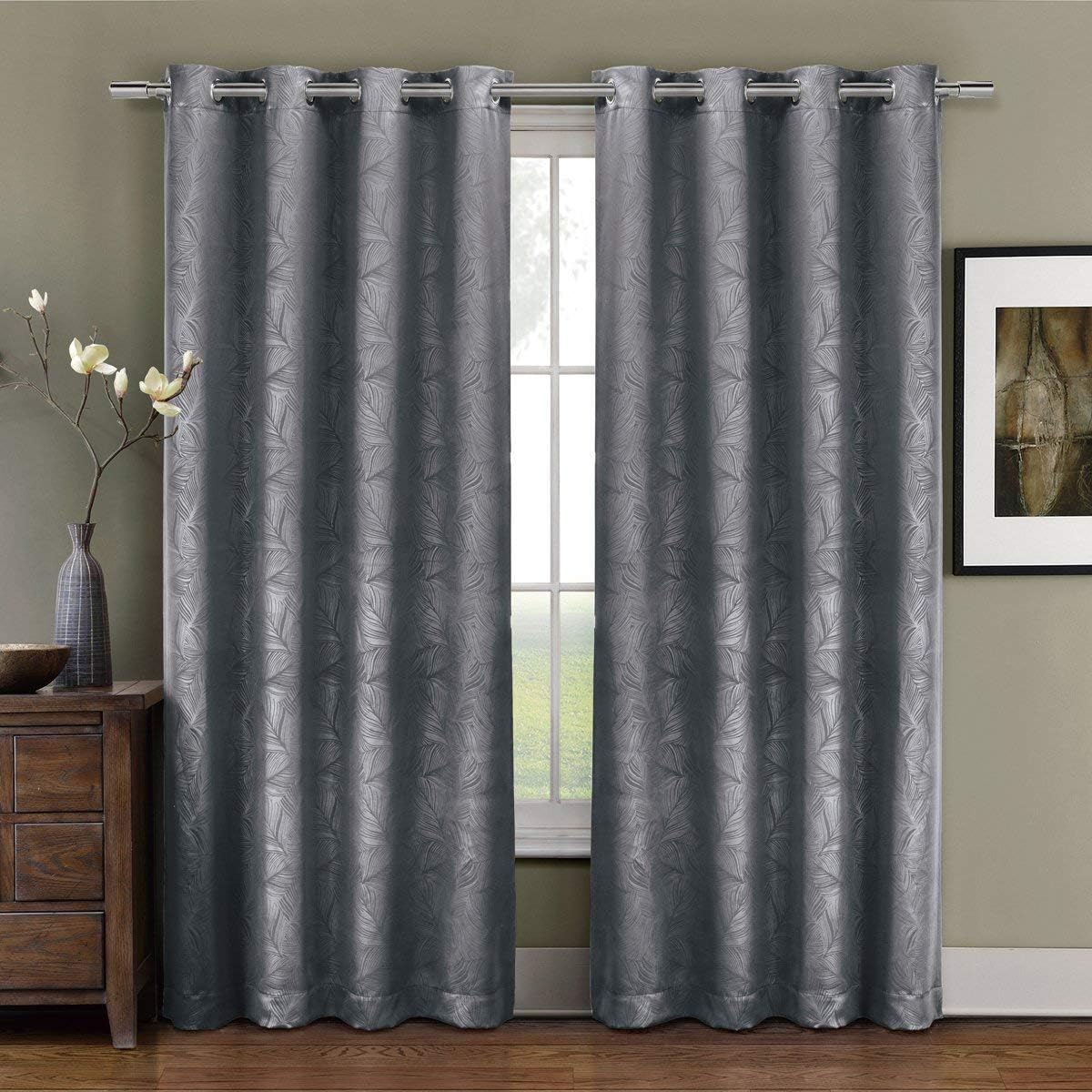 Royal Hotel Bedding Prairie Chocolate Grommet Blackout Weave Embossed Window Curtain Panels, 52x108 inches Single Panel