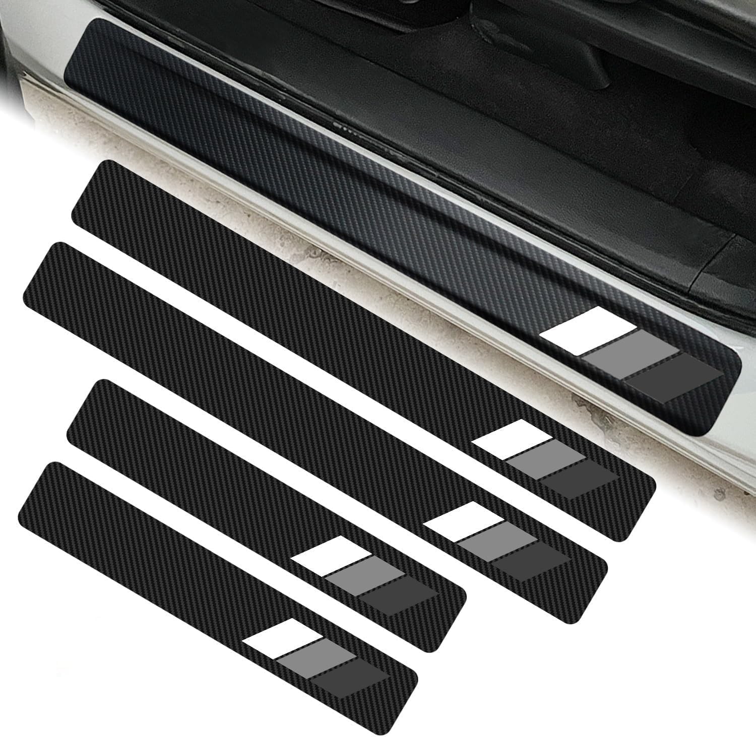 DHLZCWYLDAMAIFA 4x Carbon Fibre Door Sill Guards for VW ID. Buzz 2023-2025