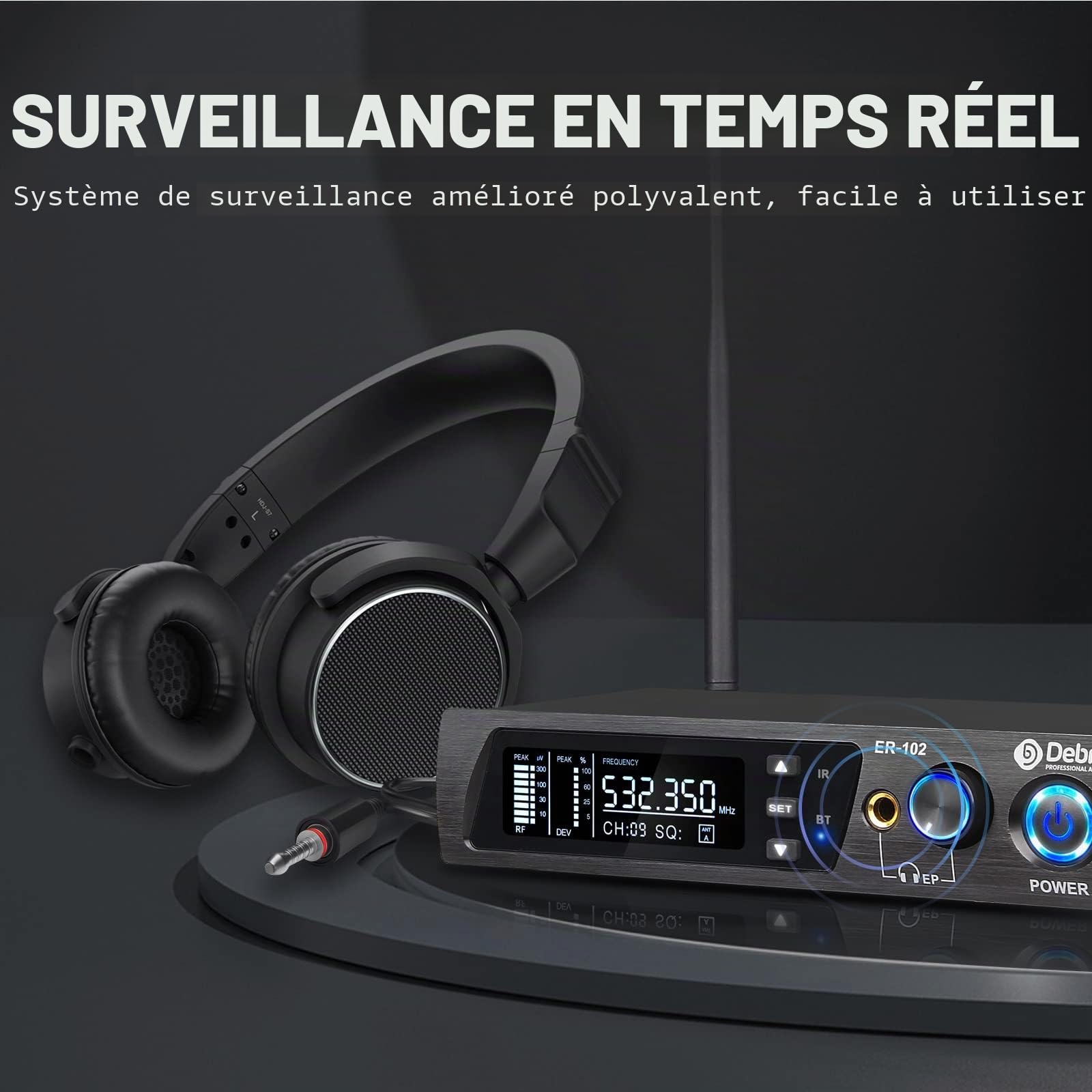 D Debra Audio ER-102 UHF Système de Moniteur Intra-auriculaire sans Fil à Canal Unique avec émetteur et récepteur pour scène, Studio d'enregistrement, Musiciens, Survei (1 Bodypack with Transmitter)