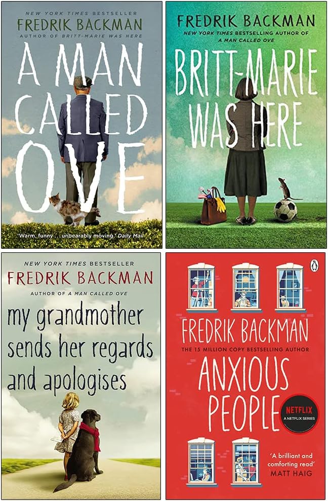Sceptre/Penguin ltd Fredrik Backman 4 Books Collection Set (A Man Called Ove, Britt-Marie Was Here, My Grandmother Sends Her Regards and Apologises & Anxious People)