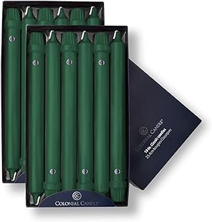 Unscented Taper Candle, Classic Collection, Evergreen, 10 In, Pack of 12 - Up to 8 Hours Burn