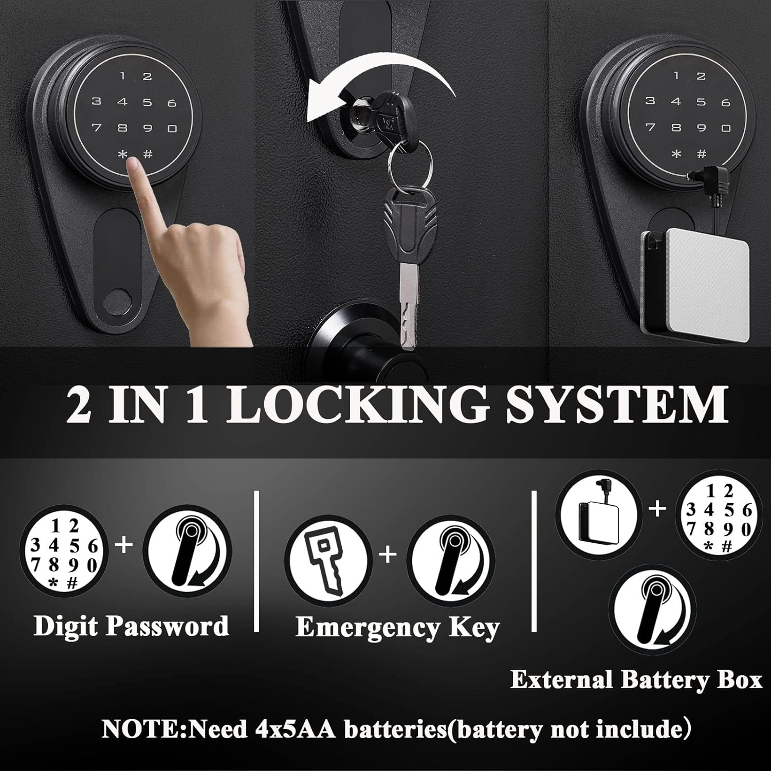 KAER 3-5Gun Safe Rifle,Gun Safes for Home Rifle and Pistols,Large Gun Safes for Rifles and Shotguns with/without Optics,Gun Cabinets with Separage Lockbox,Removable Gun Rack (3-5gun-style04)