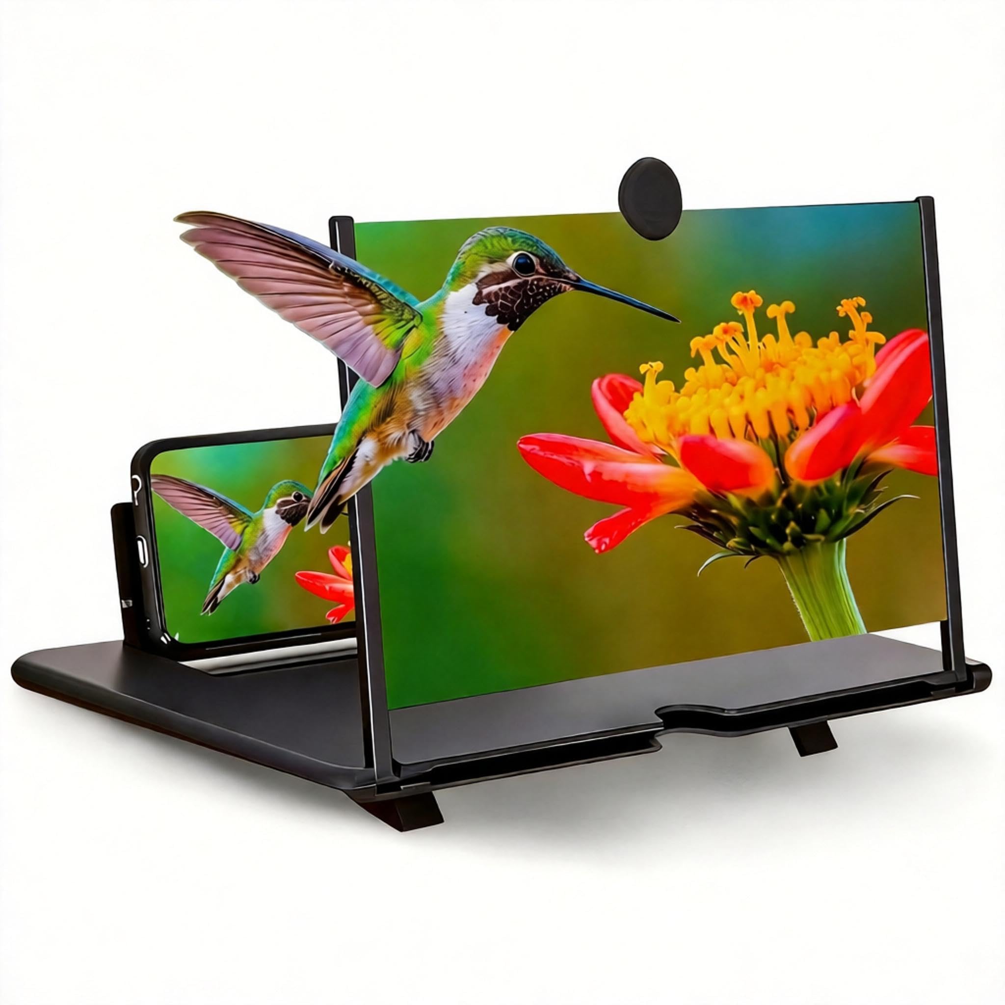 Pantalla de lupa para teléfono, pantalla móvil HD de 12 pulgadas, ampliadora para películas, vídeos, juegos, transparente, ligero, plegable, compatible con todos los teléfonos inteligentes (negro)