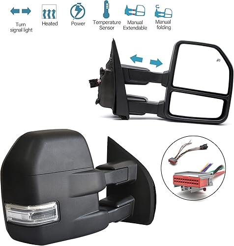 Miniatura 2 de Espejos de remolque aptos para Ford F150 2020 2019 2018 2017 2016 2015 Pickup Truck LED Luz de señal de giro Sensor de temperatura con calefacción