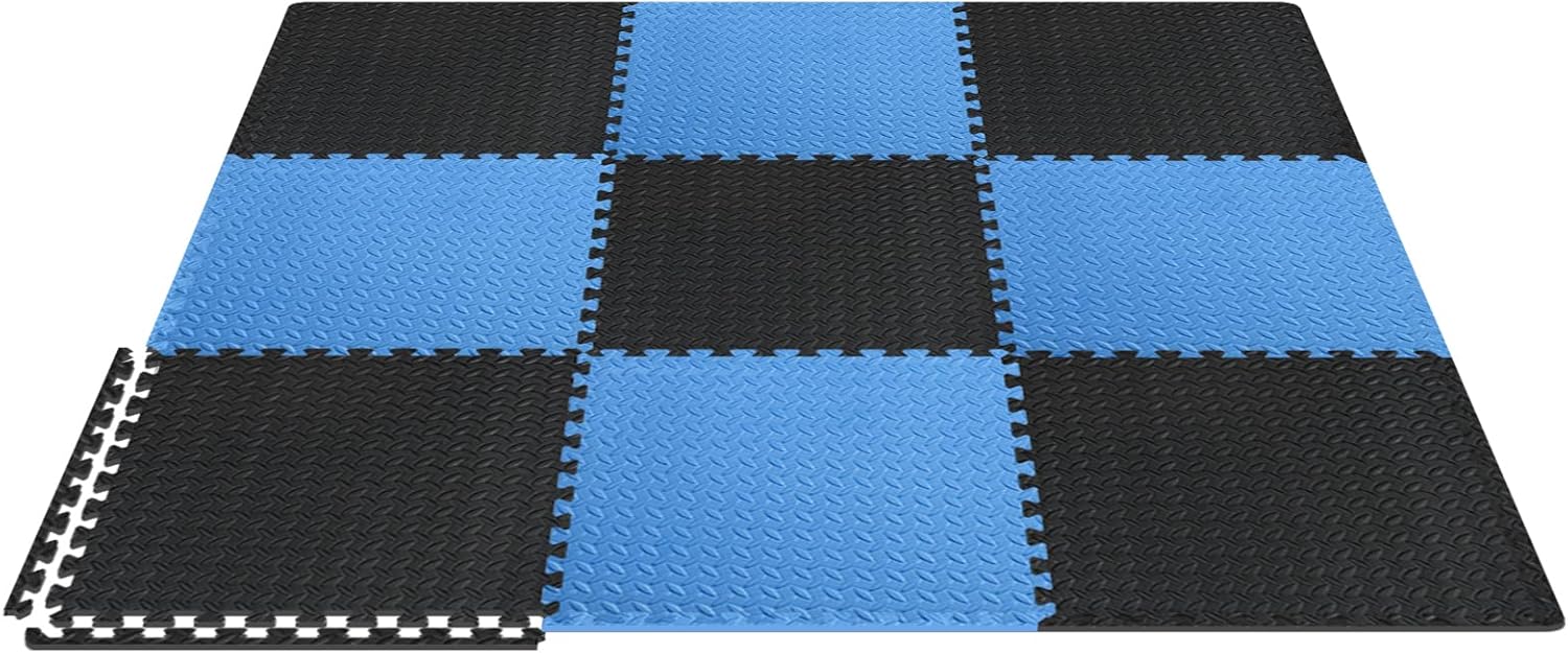 innhom 18 Pieces Black and 18 Pieces Blue Gym Mats Puzzle
