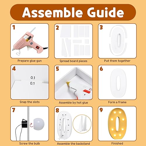 Miniatura 8 de imprsv Letras de números iluminados de 3 pies, números de marquesina para decoraciones de primer cumpleaños y 21 años, decoración de fiesta de