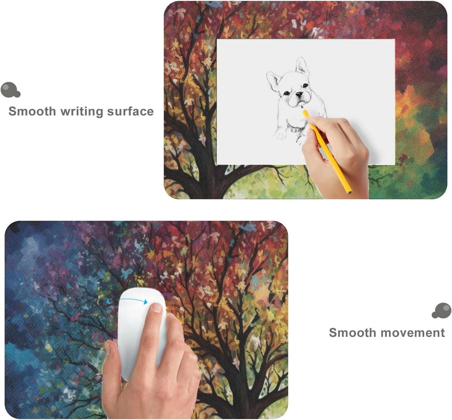 XL Rainbow Tree Gaming Mouse Pad Non-Slip Rubber Base Portable Desk Mat Perfect for Wireless Mouse, Laptop and Home/Office Use