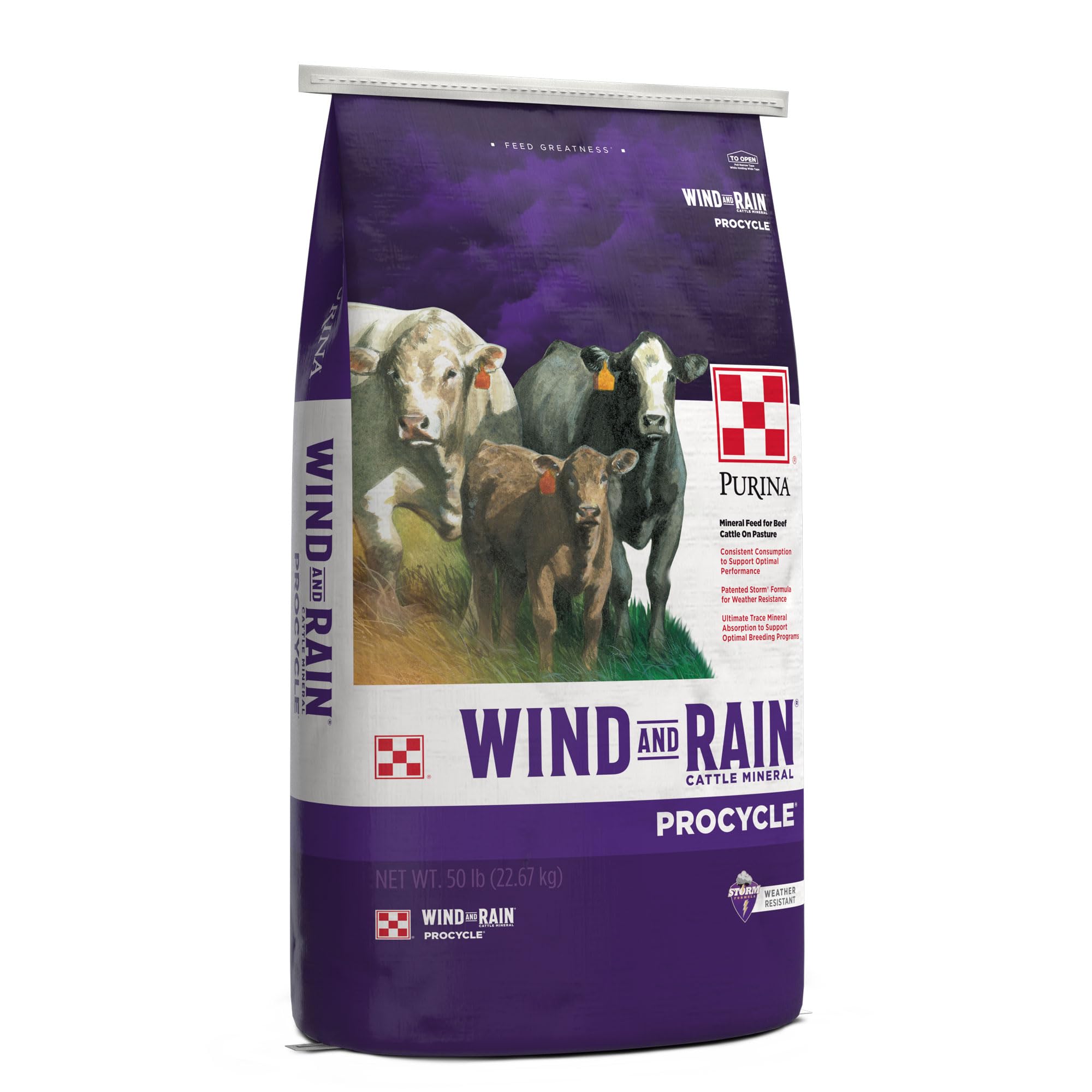 Purina | Wind and Rain 7.5 Complete ProCycle Altosid Cattle Mineral | 50 Pound (50 LB) Bag