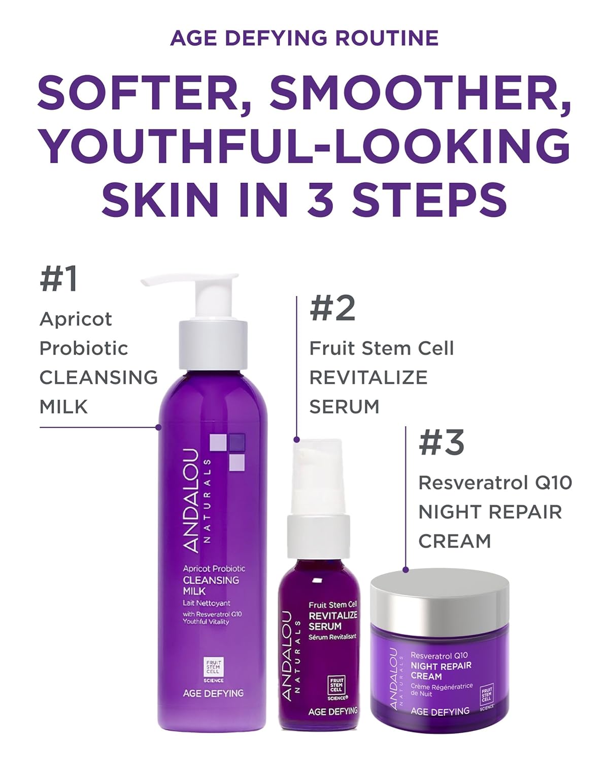 Andalou Naturals Age Defying Resveratrol Q10 Night Repair Cream - Anti-Wrinkle Moisturizer to Hydrate & Smooth - CoQ10 & Resveratrol for Dry Skin - 1.7 oz - Image 3